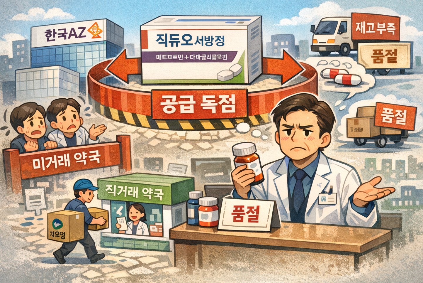 직듀오 유통권 독점에 공급 사각지대…약국 불만 왜?