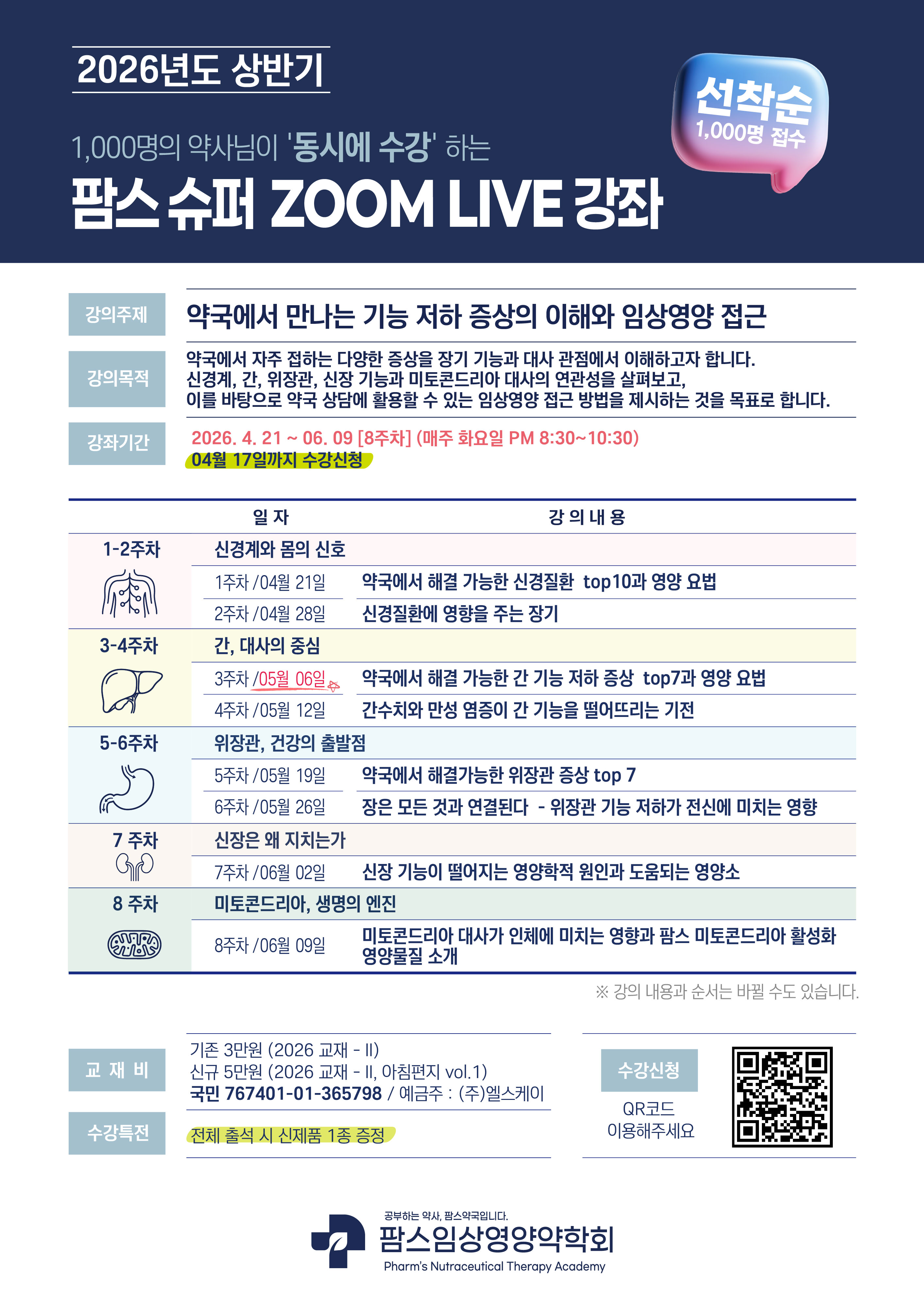 팜스임상영양약학회, 상반기 정규 ZOOM 강의 21일 개강