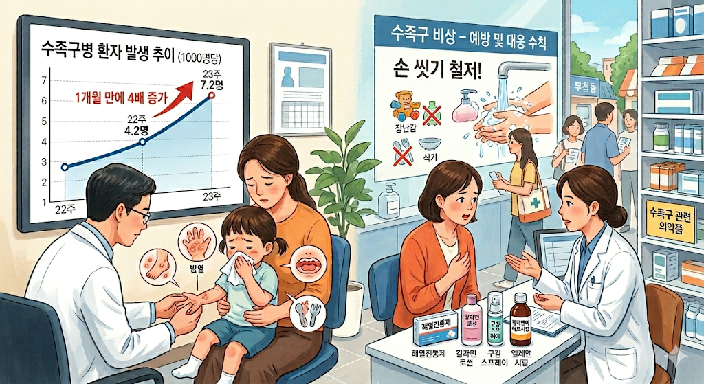 영유아 수족구 환자 한달새 4배 증가…의사들도 '깜짝'