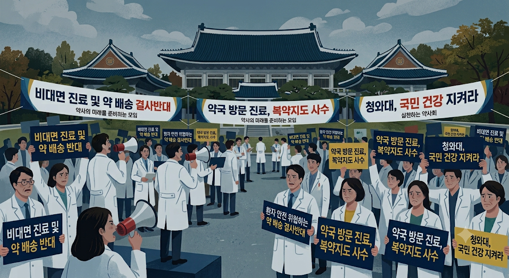 약사 400여명, 13일 약 배송 확대 규탄 청와대 앞 집회