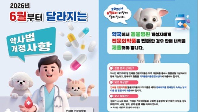 인체용약 동물병원 판매 약국, 보고의무 위반 시 과태료 부과